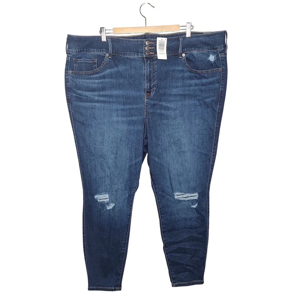 Torrid Jegging Jeans Super Soft High Rise 26 Regular Cazimi Dark Wash Distressed